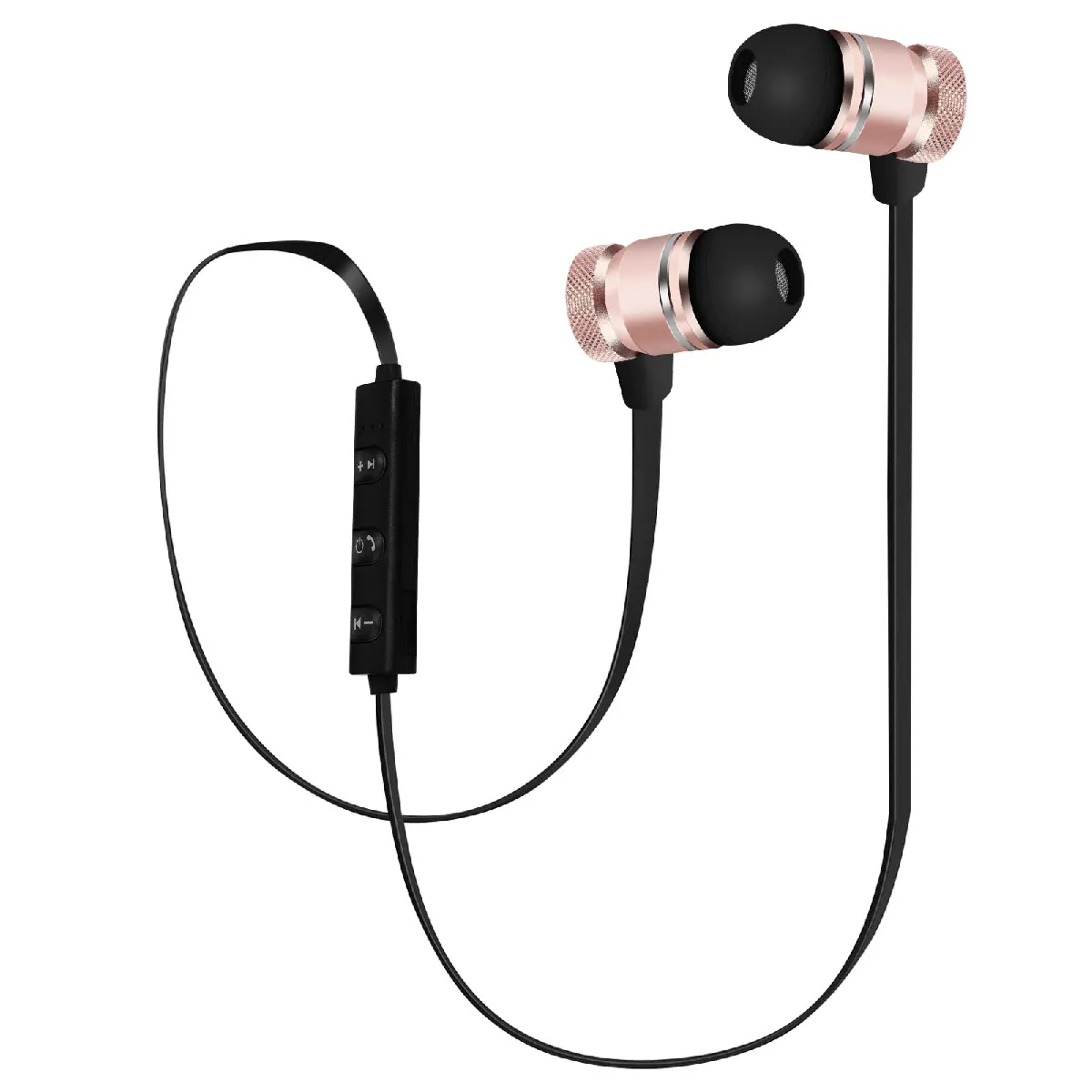 Ecouteurs intra-auriculaires Bluetooth Magn&eacute;tiques T&eacute;l&eacute;commande et Micro Noir et dor&eacute;