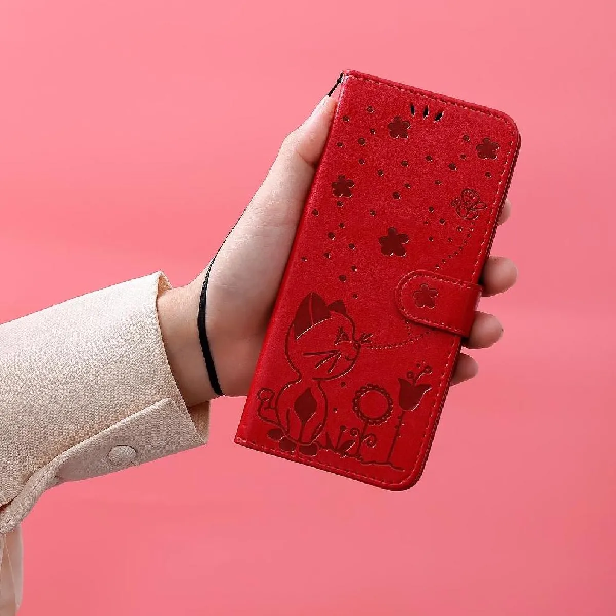 Housse Protectrice Livre Pour Huawei Y6p - Étui Rabat Rouge élégant | Coque Flip Bookstyle