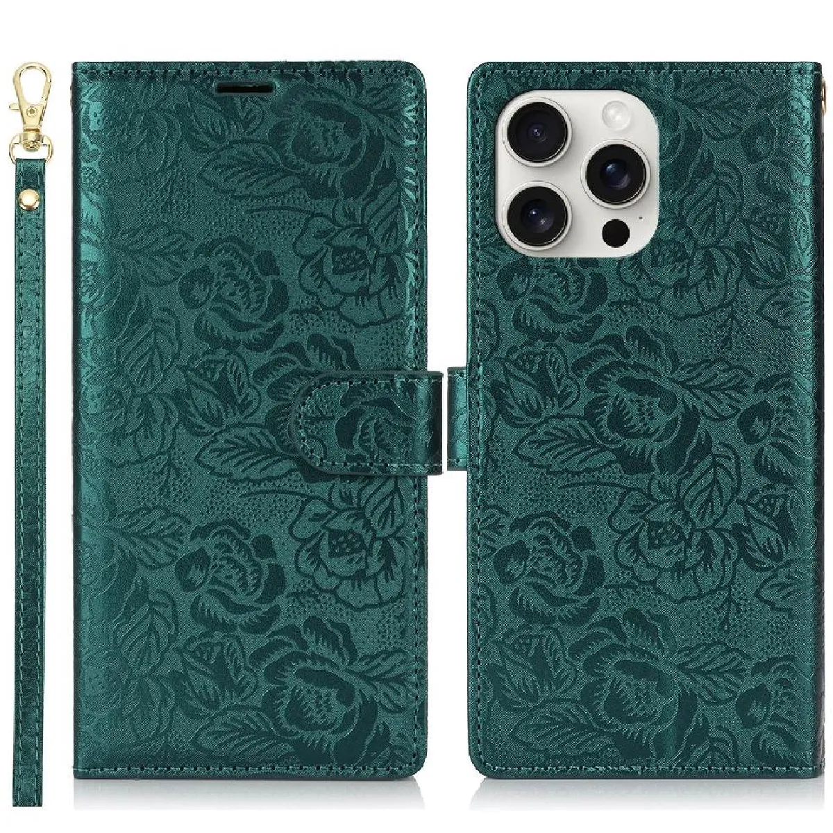 Générique Vert Coque Portefeuille À Fermeture Magnétique Apple Iphone 13 Pro