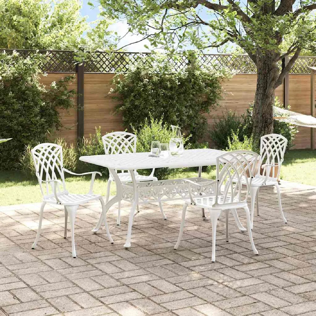 vidaXL Table de jardin Aluminium coulé Ensemble de 3 pièces