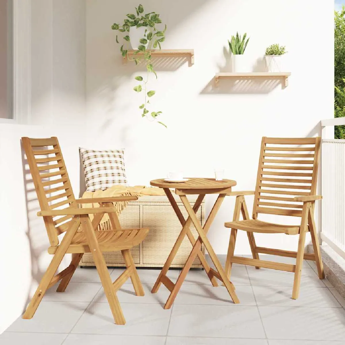 vidaXL Chaises de Jardin en Teck 2 Pièces