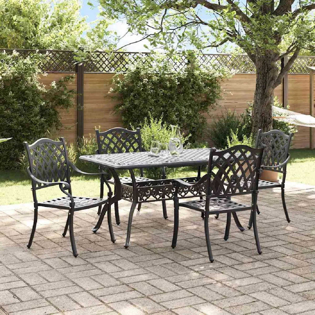 vidaXL Table de jardin Aluminium coulé Ensemble de 3 pièces - vue 2