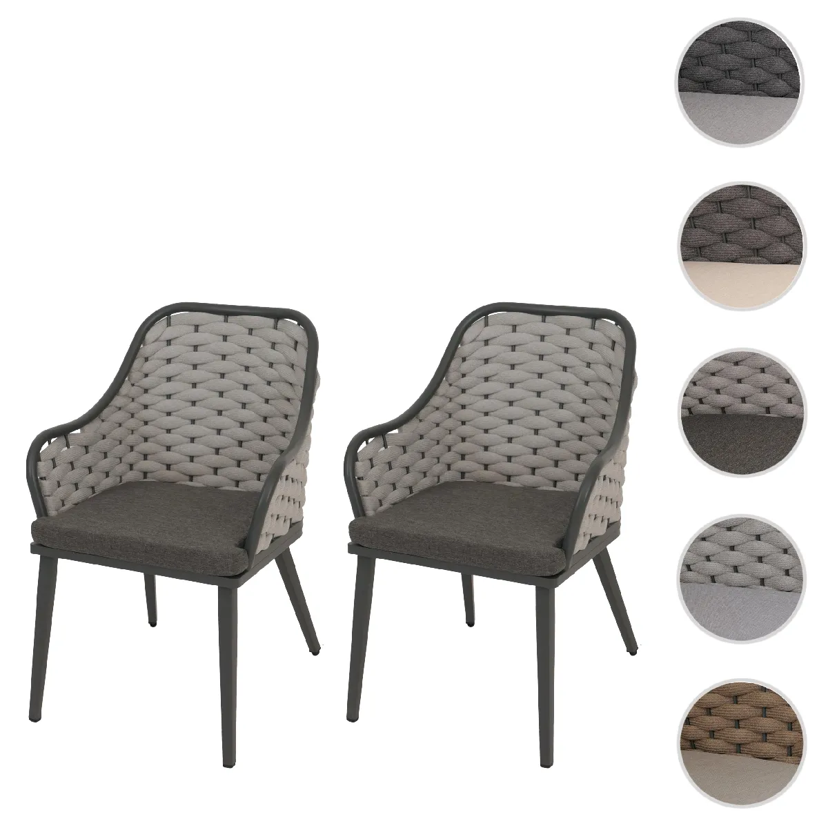 Mendler Lot de 2 chaises de jardin - Gris clair/taupe Mendler Lot de 2 chaises de jardin - Gris clair/taupe