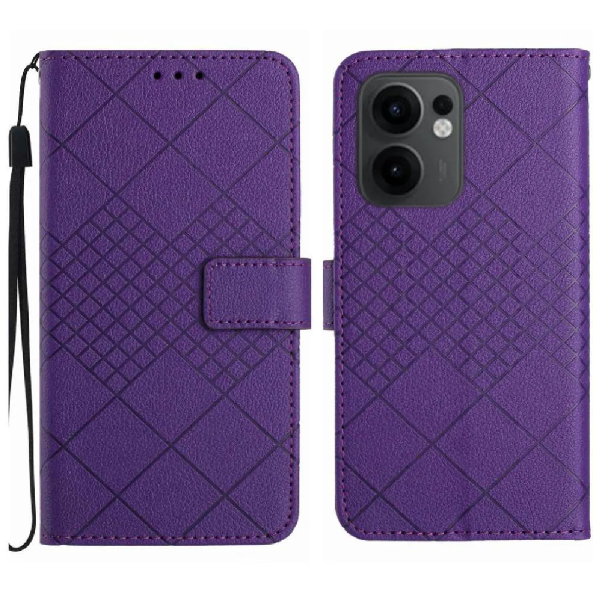 Générique Violet Oppo Reno 13F Étui Flip Portefeuille