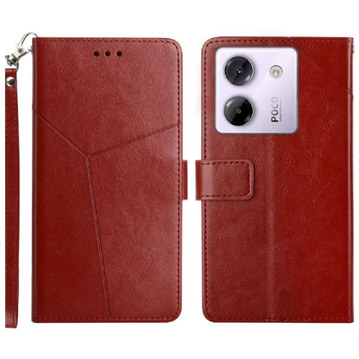 Générique Marron Coque Portefeuille Magnétique Avec Porte-Cartes Xiaomi Poco M7 Pro 5G