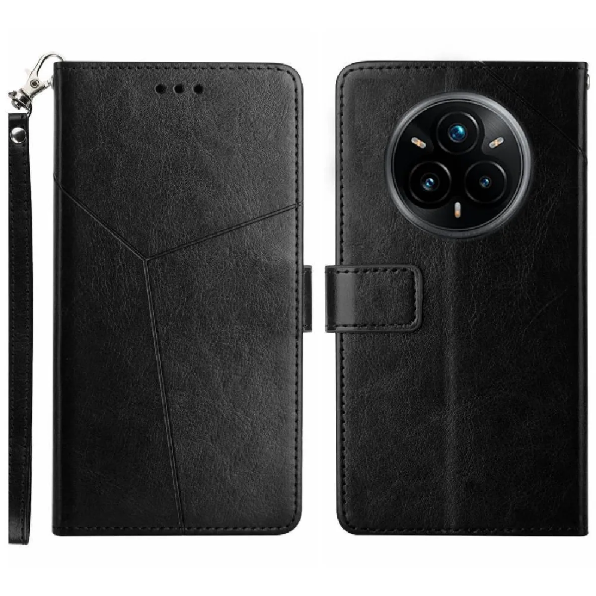 Générique Noir Étui Portefeuille À Fermeture Magnétique Realme 14 Pro Plus 5G