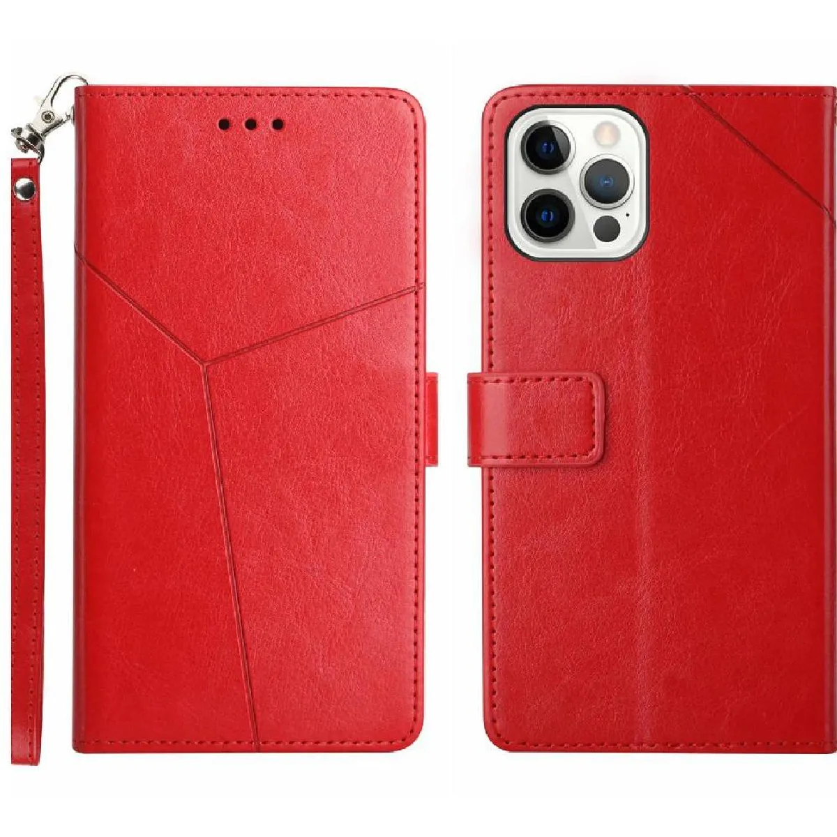 Générique Rouge Coque Portefeuille À Fermeture Magnétique Apple Iphone 16 Pro