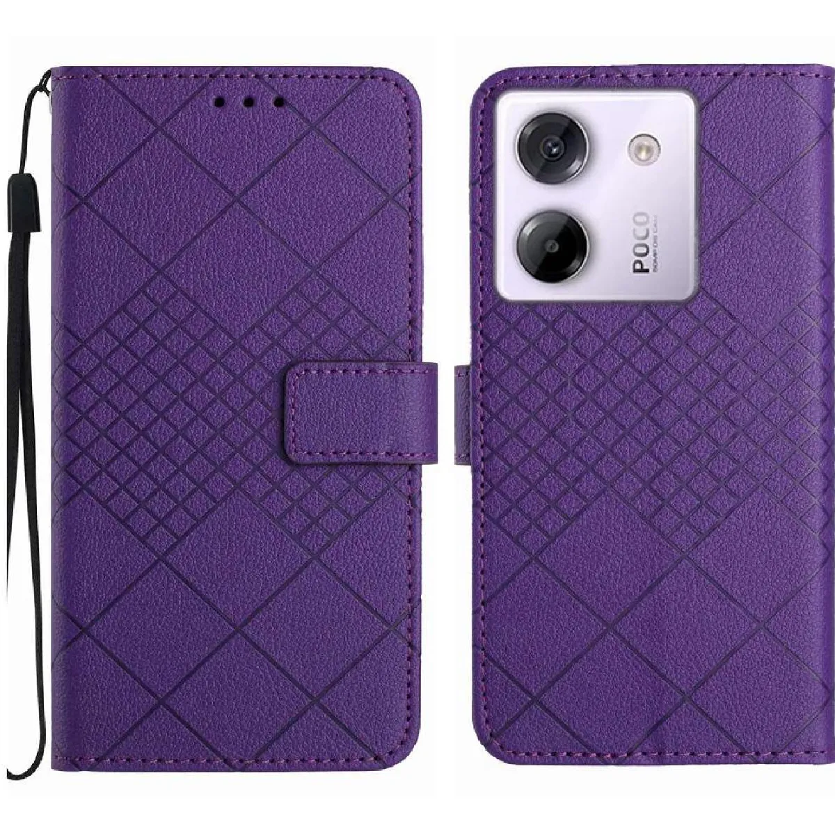 Générique Violet Étui Portefeuille Xiaomi Poco M7 Pro 5G / Iphone