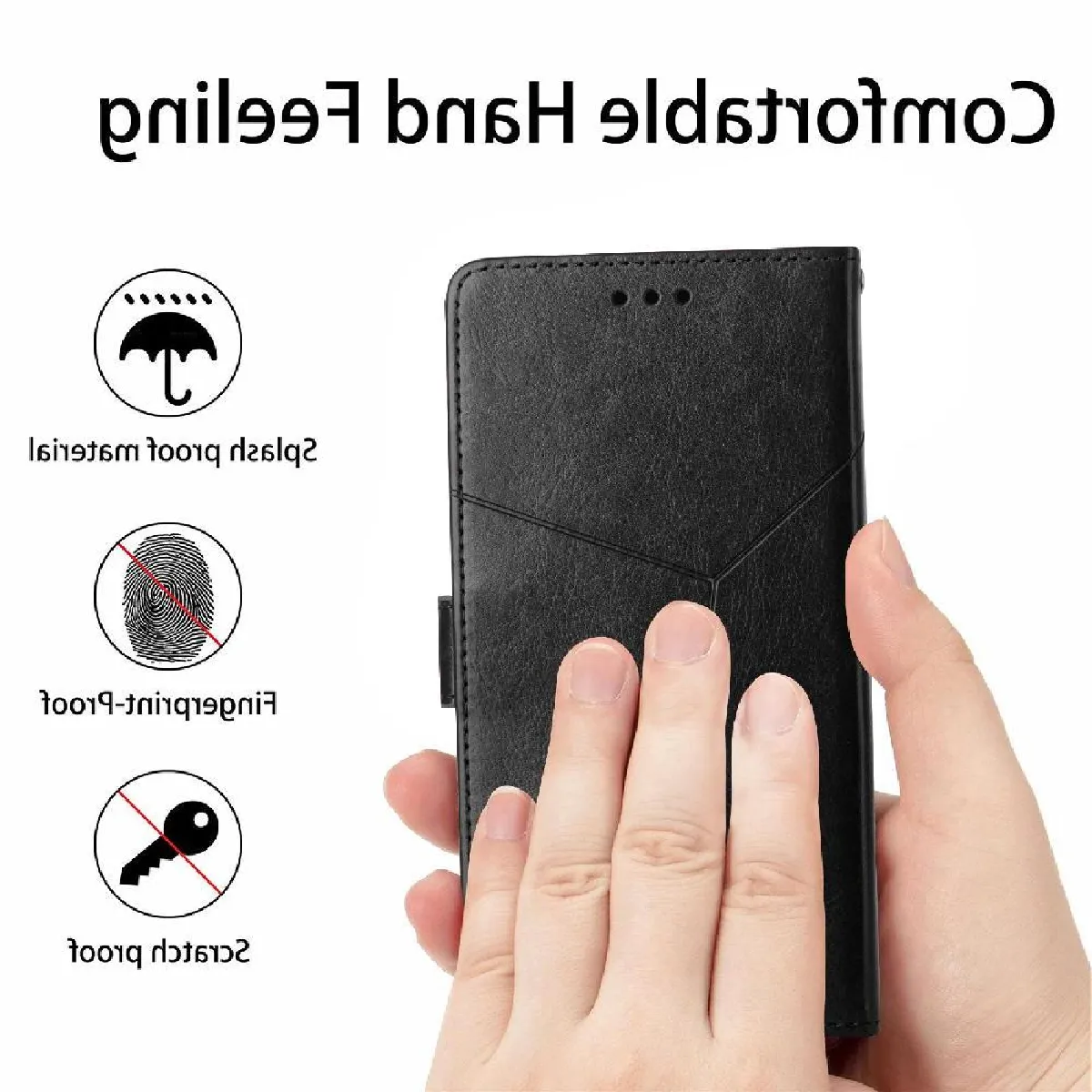 Générique Noir Coque Portefeuille À Fermeture Magnétique Apple Iphone 16