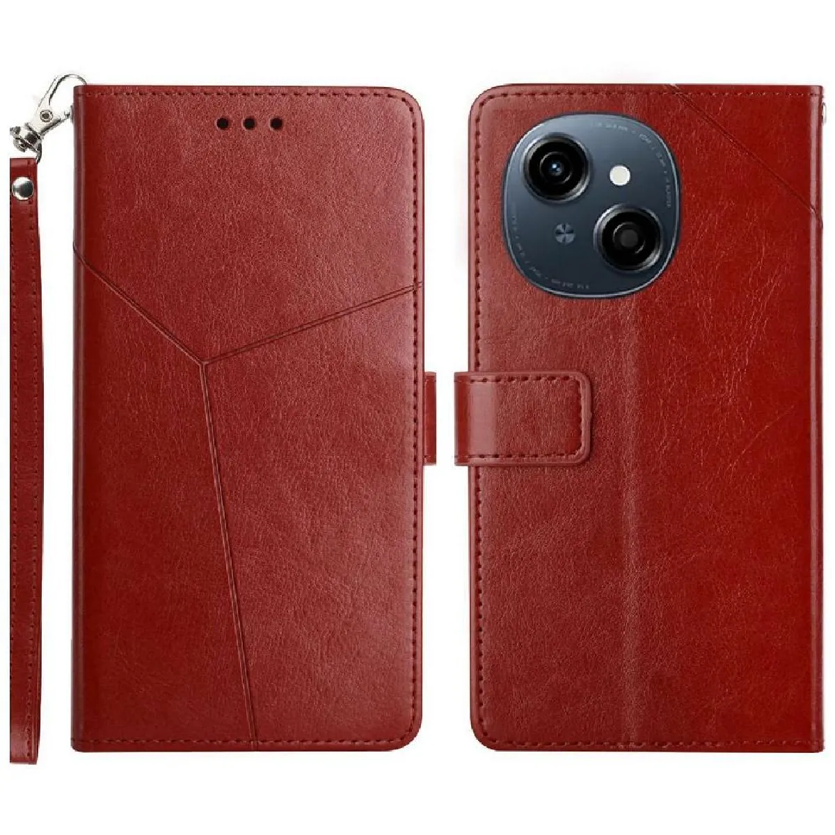 Générique Marron Coque Portefeuille Tecno Spark Go 2025 4G