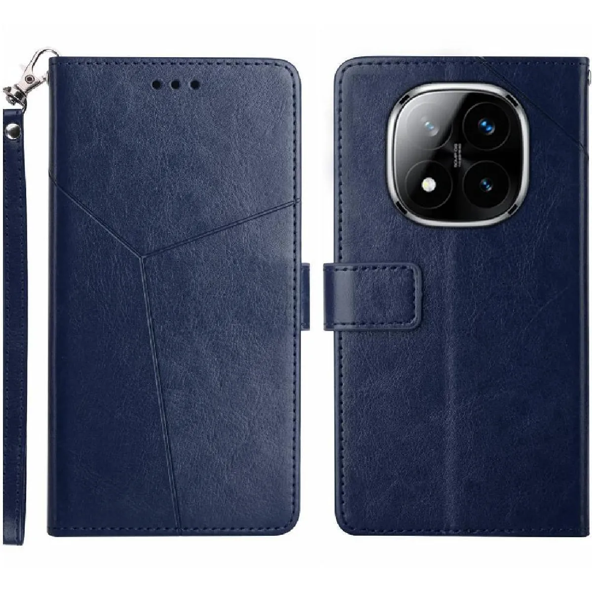 Générique Bleu Étui Portefeuille À Fermeture Magnétique Xiaomi Redmi Note 14 Pro Plus