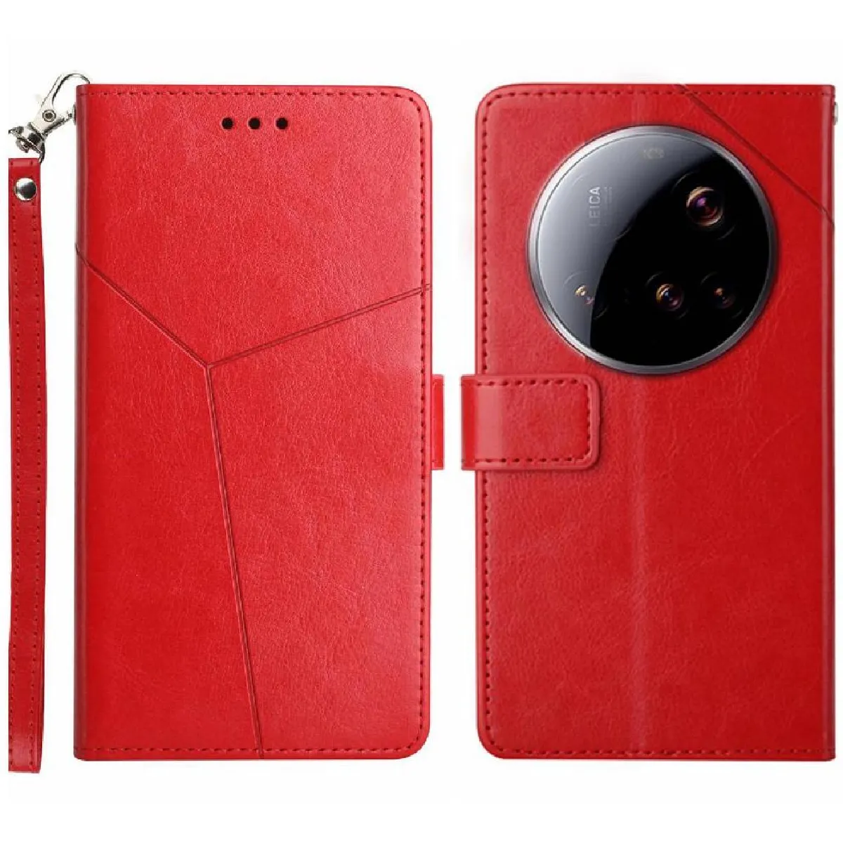 Générique Rouge Étui Portefeuille Avec Support Intégré Xiaomi 15 Ultra