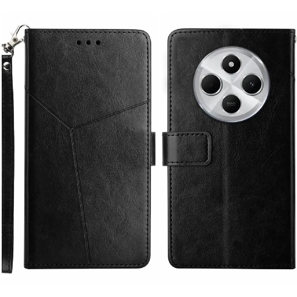 Générique Noir Coque Portefeuille À Fermeture Magnétique Xiaomi Poco C75