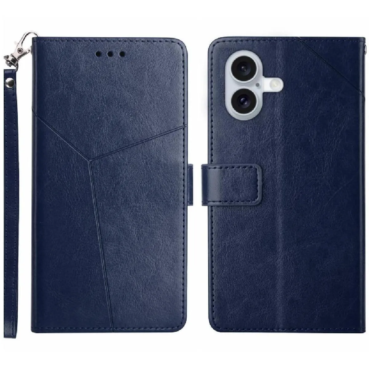 Générique Bleu Coque Portefeuille À Fermeture Magnétique Pour Apple Iphone 16 Plus