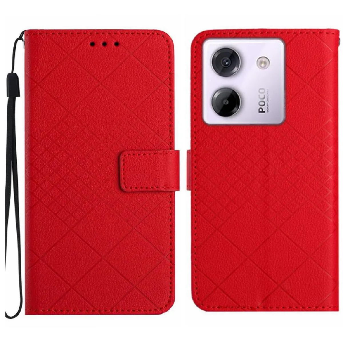 Générique Rouge Étui Portefeuille Avec Support Intégré Xiaomi Poco M7 Pro 5G
