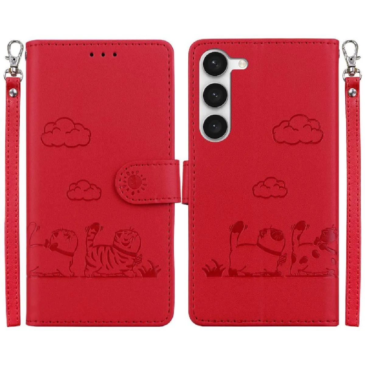 Générique Rouge Flip Étui Pour Samsung Galaxy S23 Plus