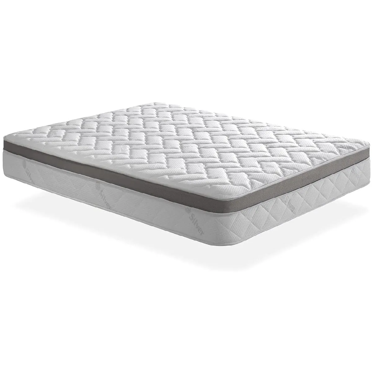 Matelas mousse 120x200 fil d'argent mousse de confort multizone épaisseur 25 cm ferme en profondeur et doux en surface.