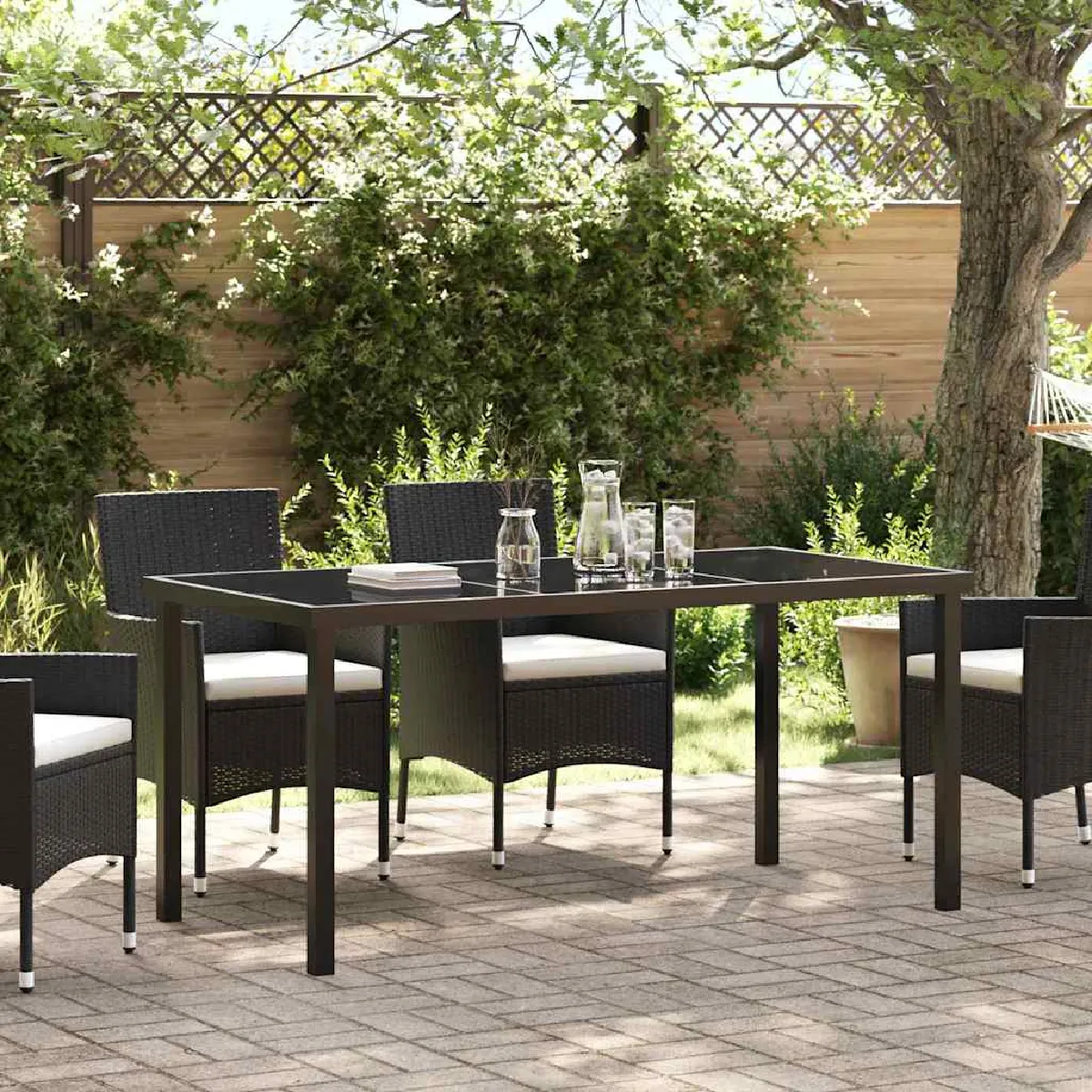 vidaXL Table de Jardin 160x80x73 cm Verre Trempé - vue 2