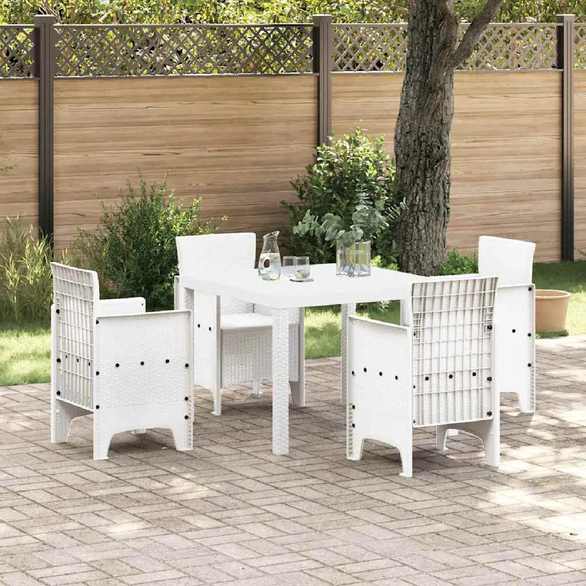 Vidaxl Blanc Table De Jardin 100 X 100 X 73 Cm Polyrotin