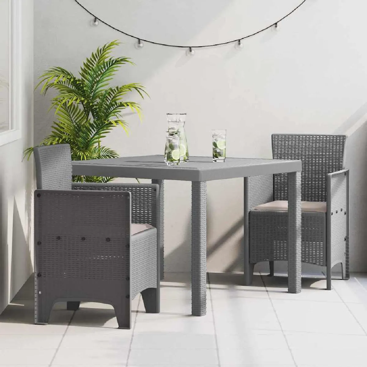 vidaXL Ensemble de Salle à Manger de Jardin Poly Rotin - vue 10