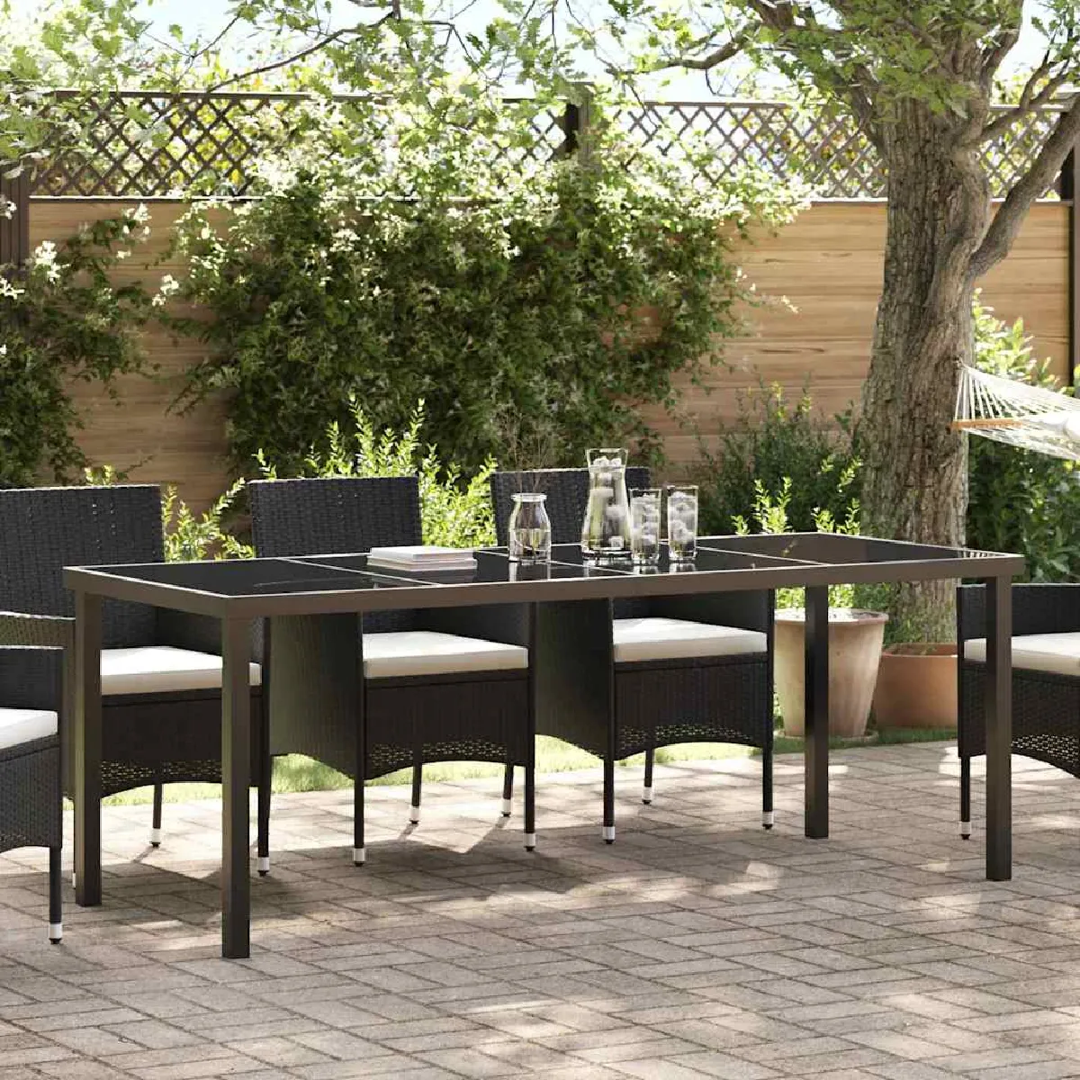vidaXL Table de jardin 200x80x73 cm en verre trempé - vue 2