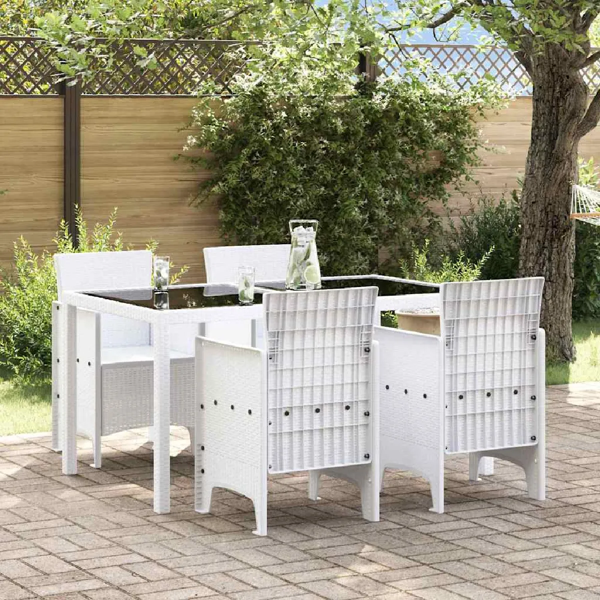 vidaXL Chaise de jardin Ensemble de 4 Poly rotin - vue 2