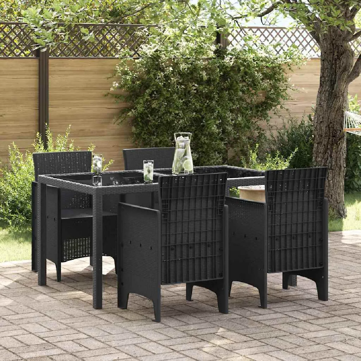 vidaXL Chaise de jardin Ensemble de 4 Poly rotin