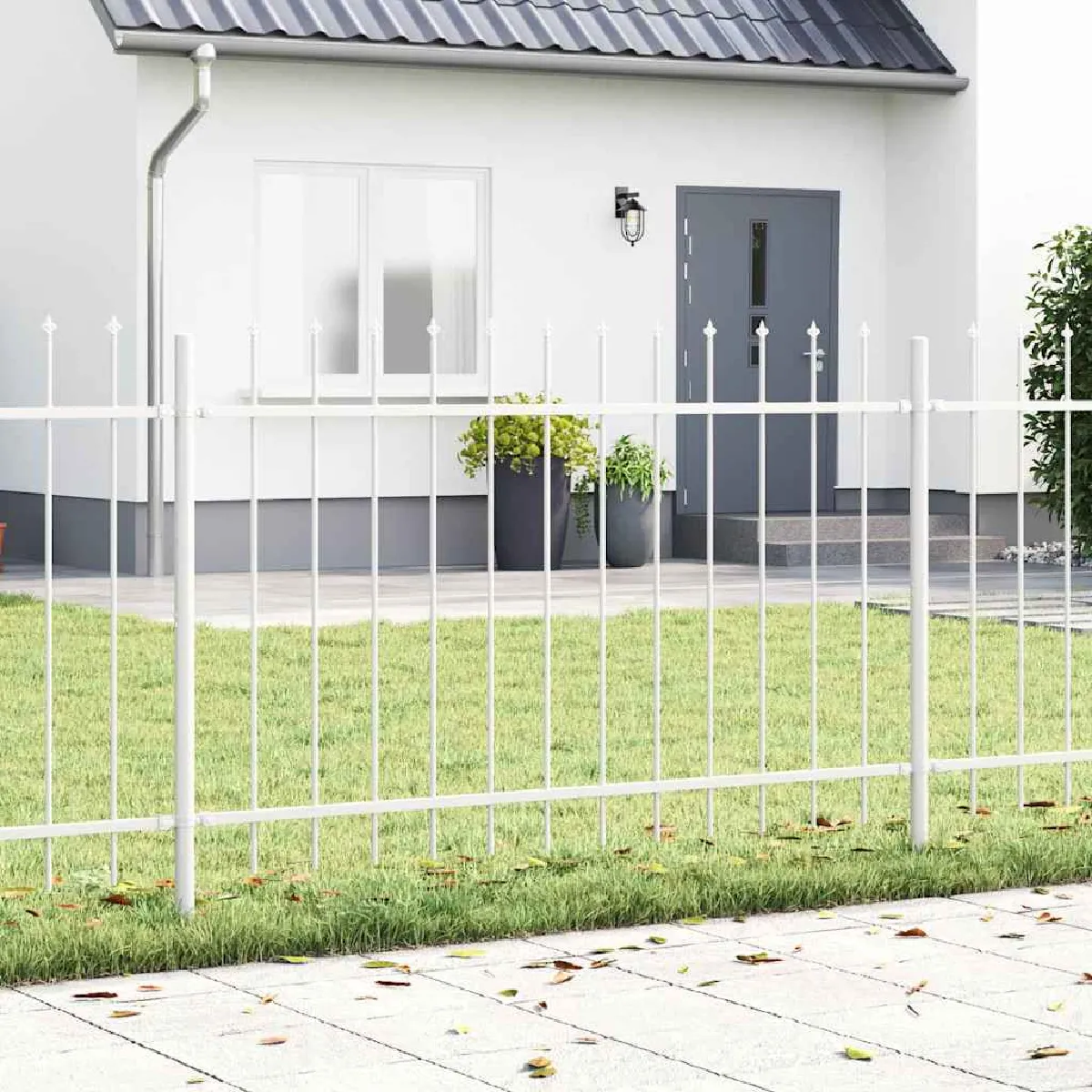Vidaxl Clôture de jardin avec dessus en fer blanc 17x12 m en acier 42003881