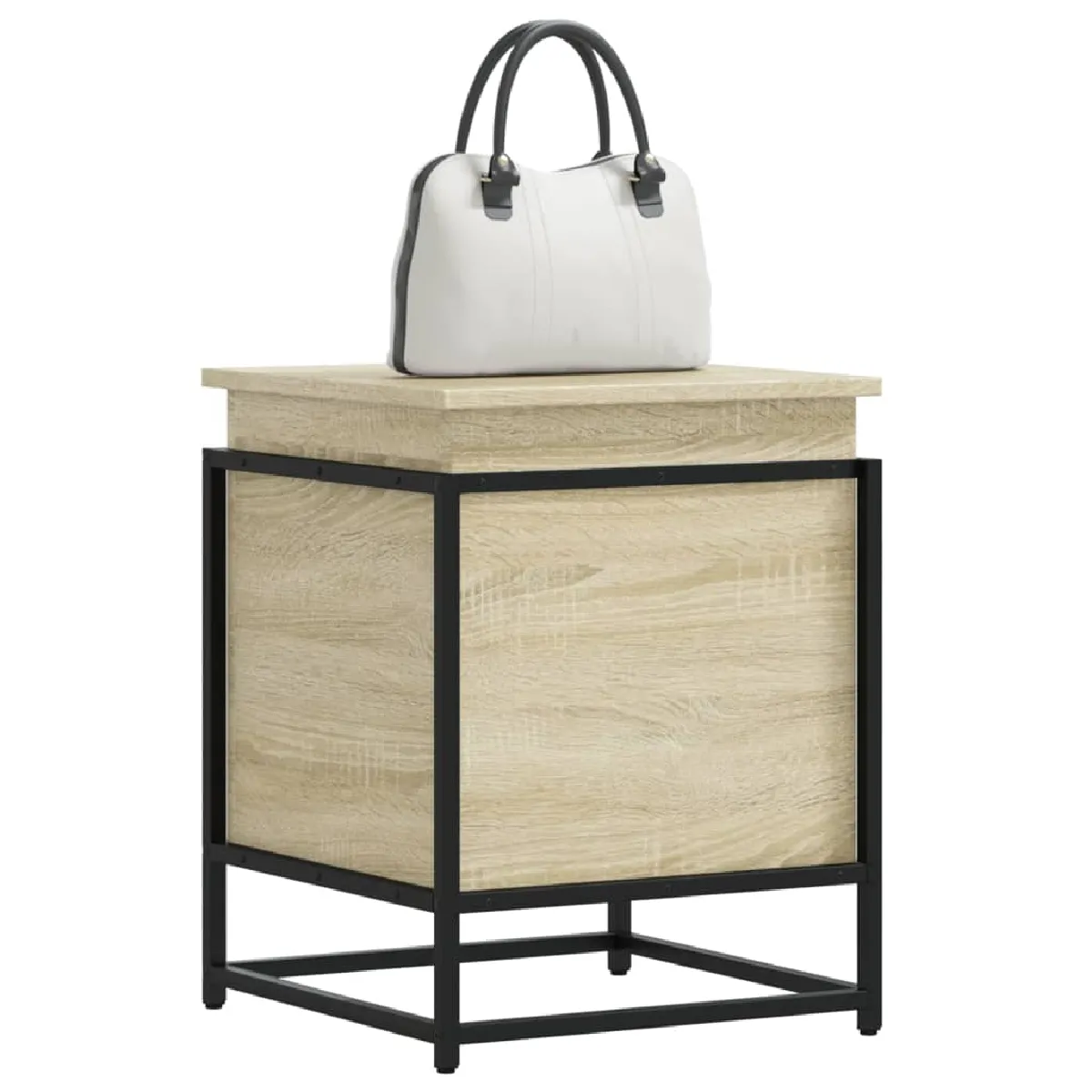 vidaXL Boîte de rangement avec couvercle chêne sonoma bois ingénierie - vue 4