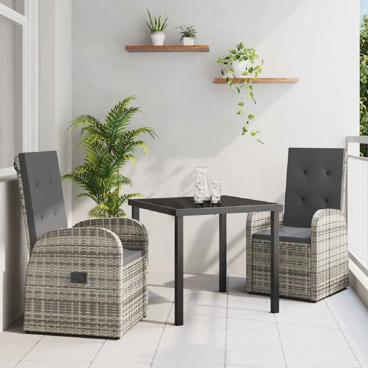 vidaXL Ensemble de Salle à Manger de Jardin 3 pièces Poly Rattan