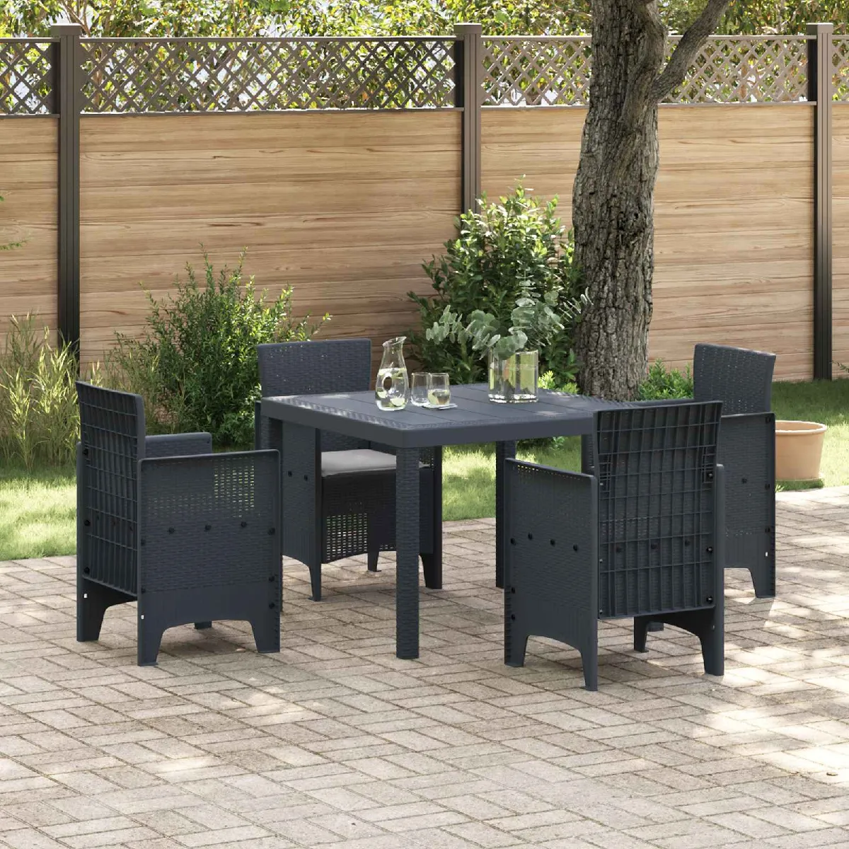 vidaXL Ensemble repas jardin 5 pièces - vue 4
