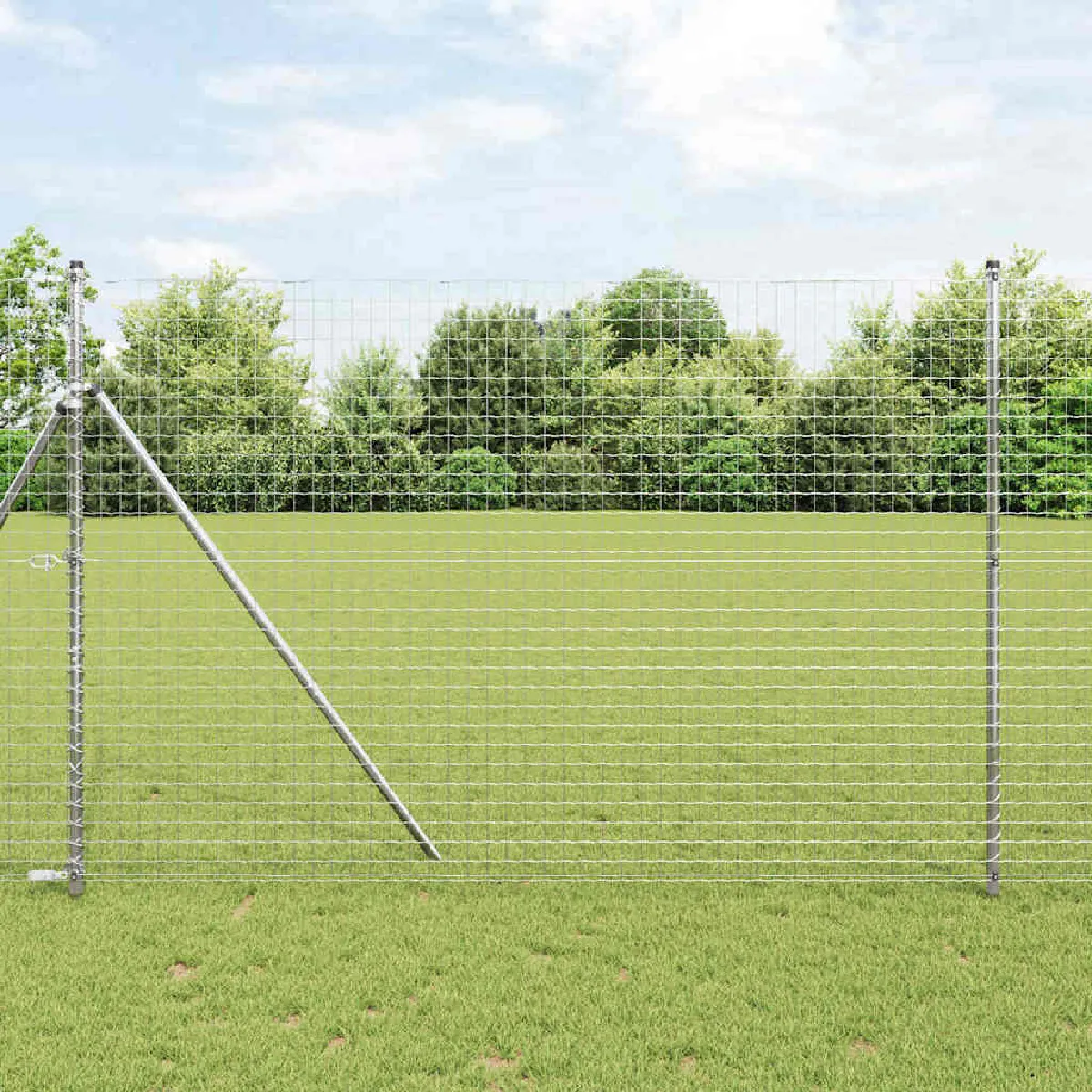 vidaXL Panneaux de clôture 52 pcs Ø32 mm 200 cm Acier galvanisé - vue 4