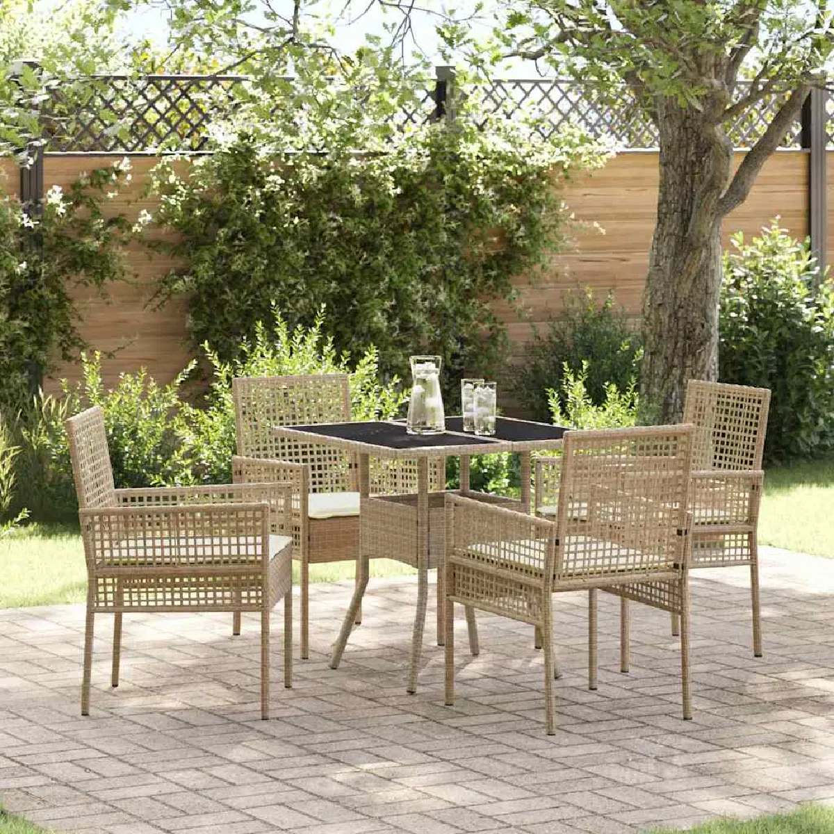 vidaXL Ensemble de Salle à Manger de Jardin 5 pièces Poly Rattan