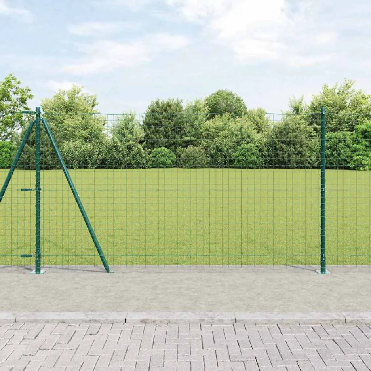 Vidaxl Vert Poteau De Clôture Avec Base En Béton 13 Pc
