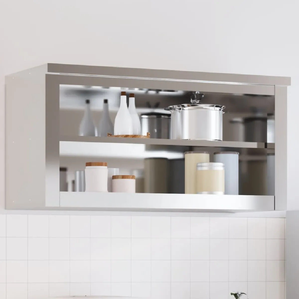 vidaXL Armoire murale de cuisine avec étagère acier inoxydable