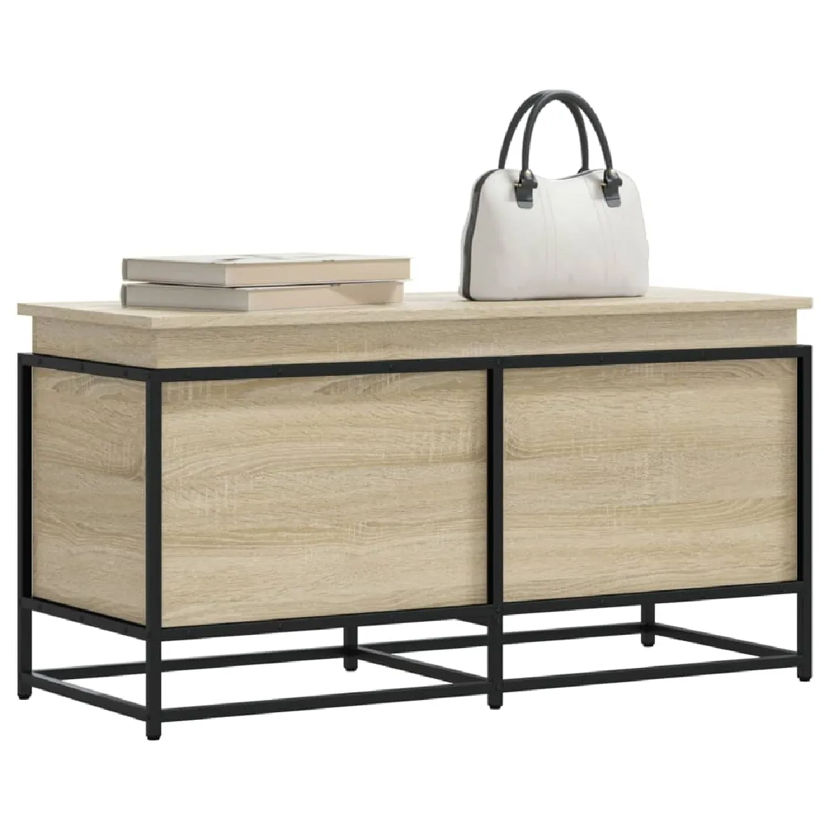 vidaXL Boîte de rangement avec couvercle chêne sonoma bois ingénierie - vue 2