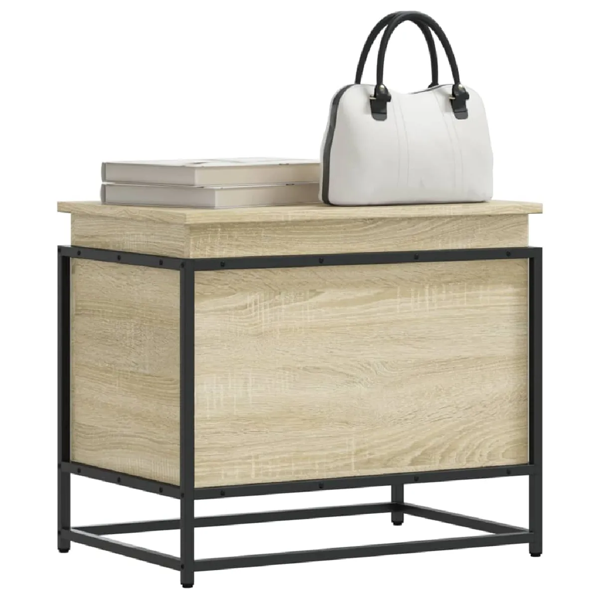 vidaXL Boîte de rangement avec couvercle chêne sonoma bois ingénierie - vue 3