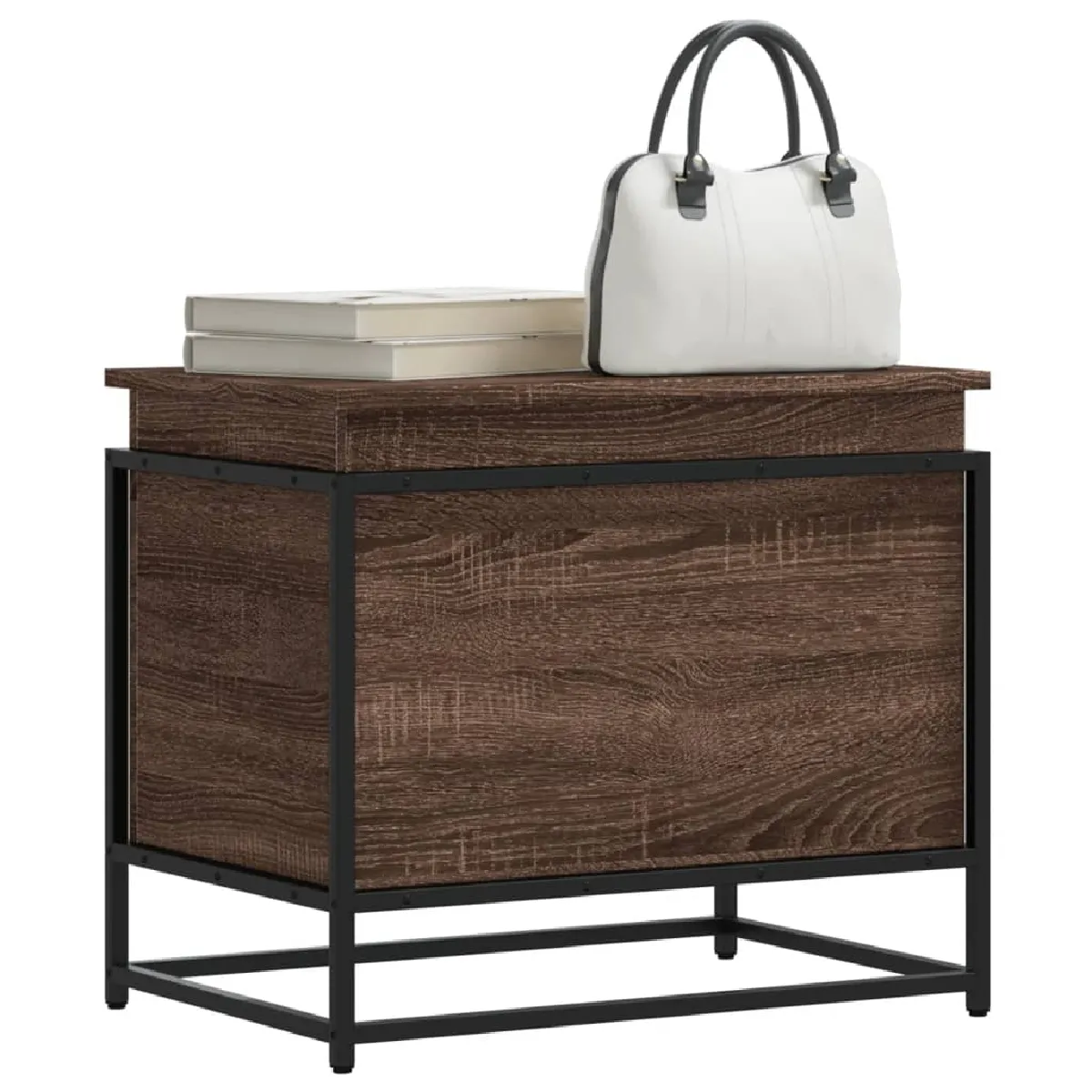 Non Communiqué Marron Boîte De Rangement Avec Couvercle Chêne Bois Ingénierie - Image 3