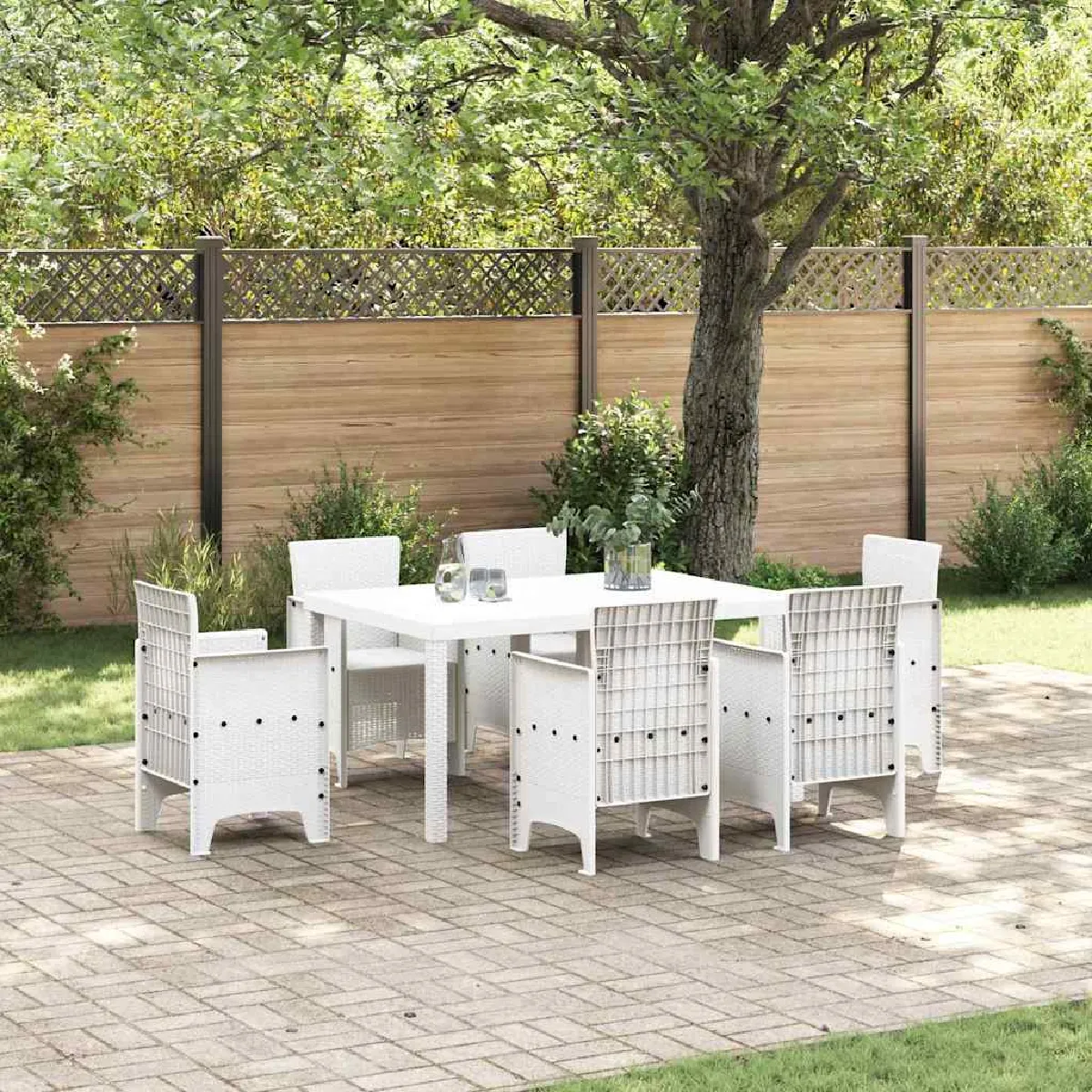 vidaXL Table de jardin 150x100x73 cm en poly rotin - vue 3