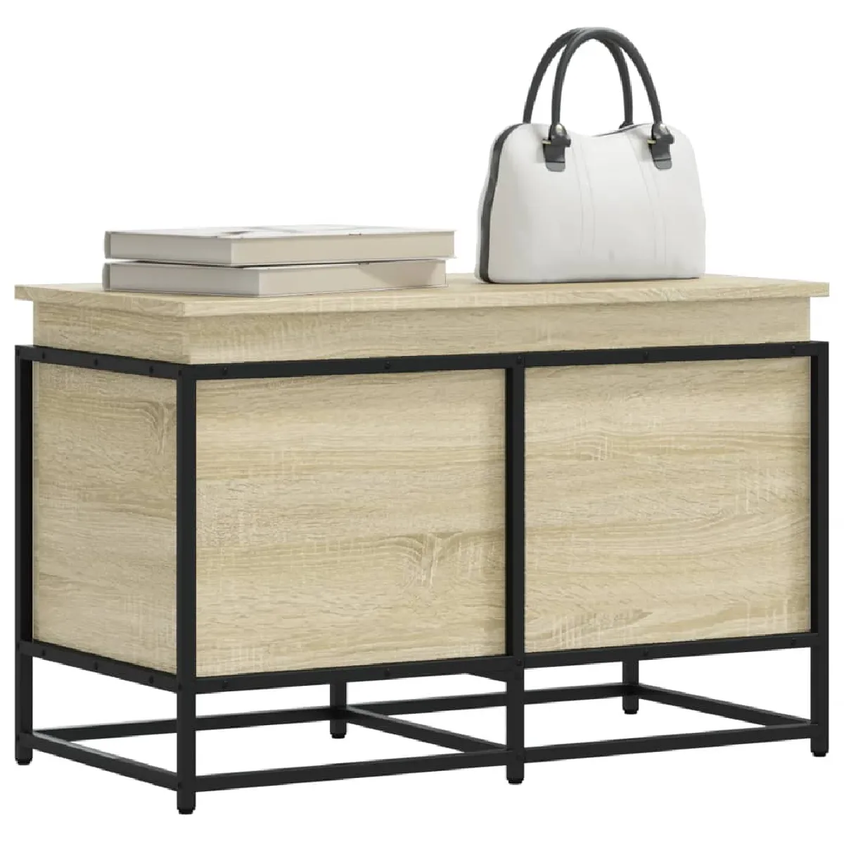 vidaXL Boîte de rangement avec couvercle chêne sonoma bois ingénierie - vue 5