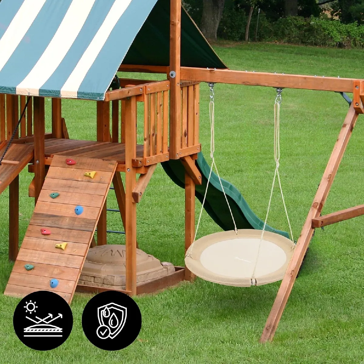 MT MALATEC Balançoire Nid D'Oiseau 120 Cm - Siège Large En Oxford 600D, Résistant Aux Intempéries, Charge 160 Kg, Dès 3 Ans