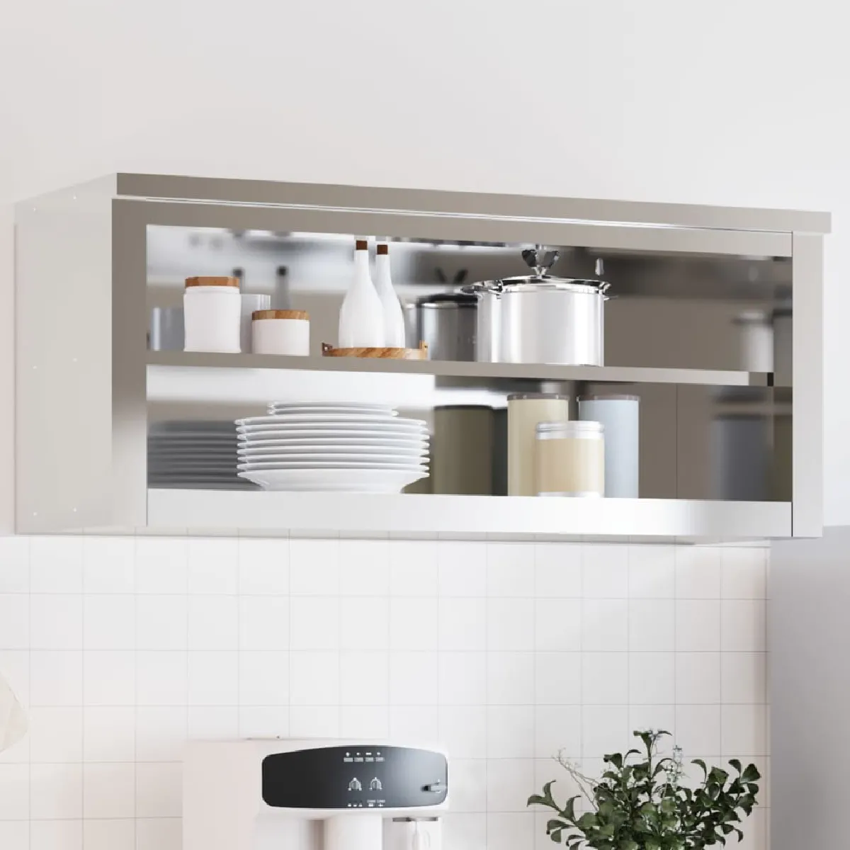 Vidaxl Armoire Murale De Cuisine Avec Étagère Acier Inoxydable - vue 4