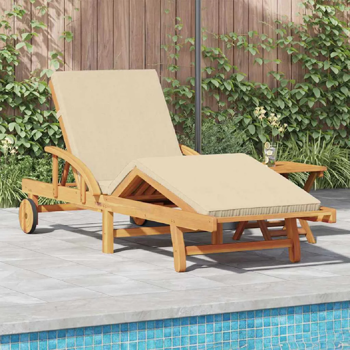 vidaXL Chaise Longue Pliable - Beige