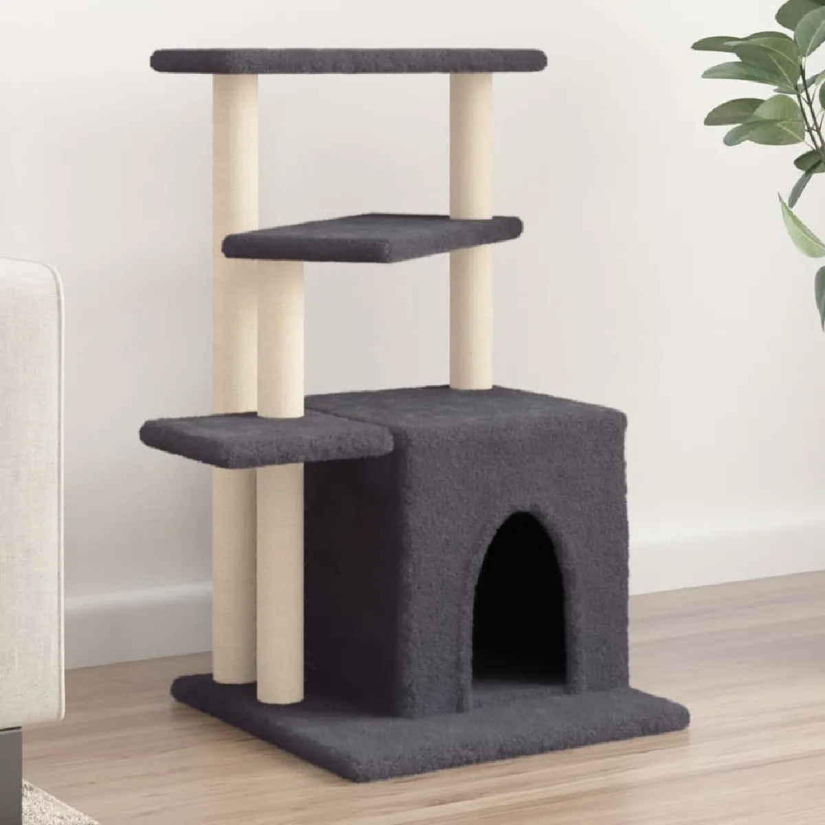 Vidaxl Arbre à chat avec griffoirs en sisal gris foncé 83,5 cm