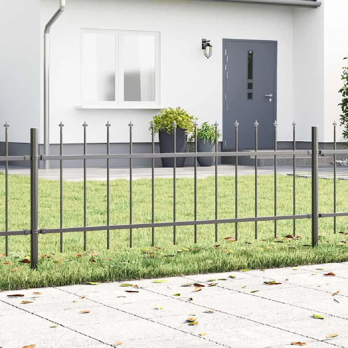 Vidaxl Clôture de jardin 7 pcs Gris 11,9 x 0,6 m