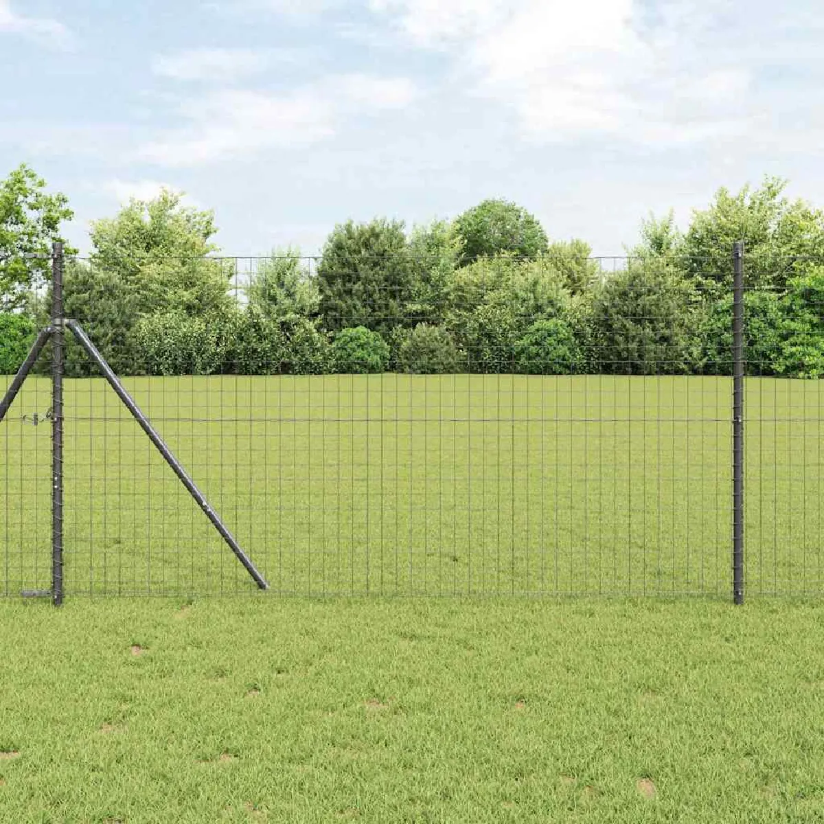 vidaXL Poteaux de clôture avec plaques de base 13 pcs Ø32mm 70cm en acier galvanisé - vue 4