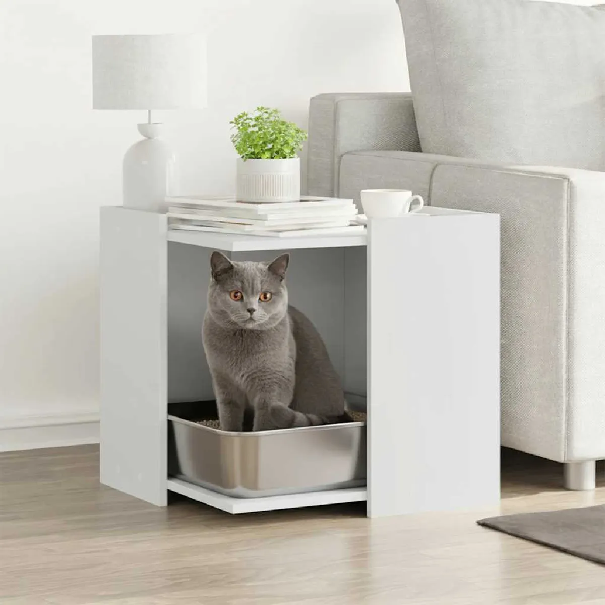 Meuble De Bac À Litière Pour Chat vidaXL – Bois D'ingénierie - vue 2