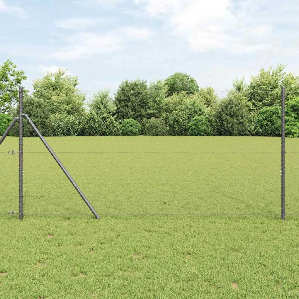 vidaXL Clôture Hexagonale 1.2x100 Acier Poteaux de Clôture 13 pcs Verts Ø32 mm 170 cm Acier Galvanisé - vue 3
