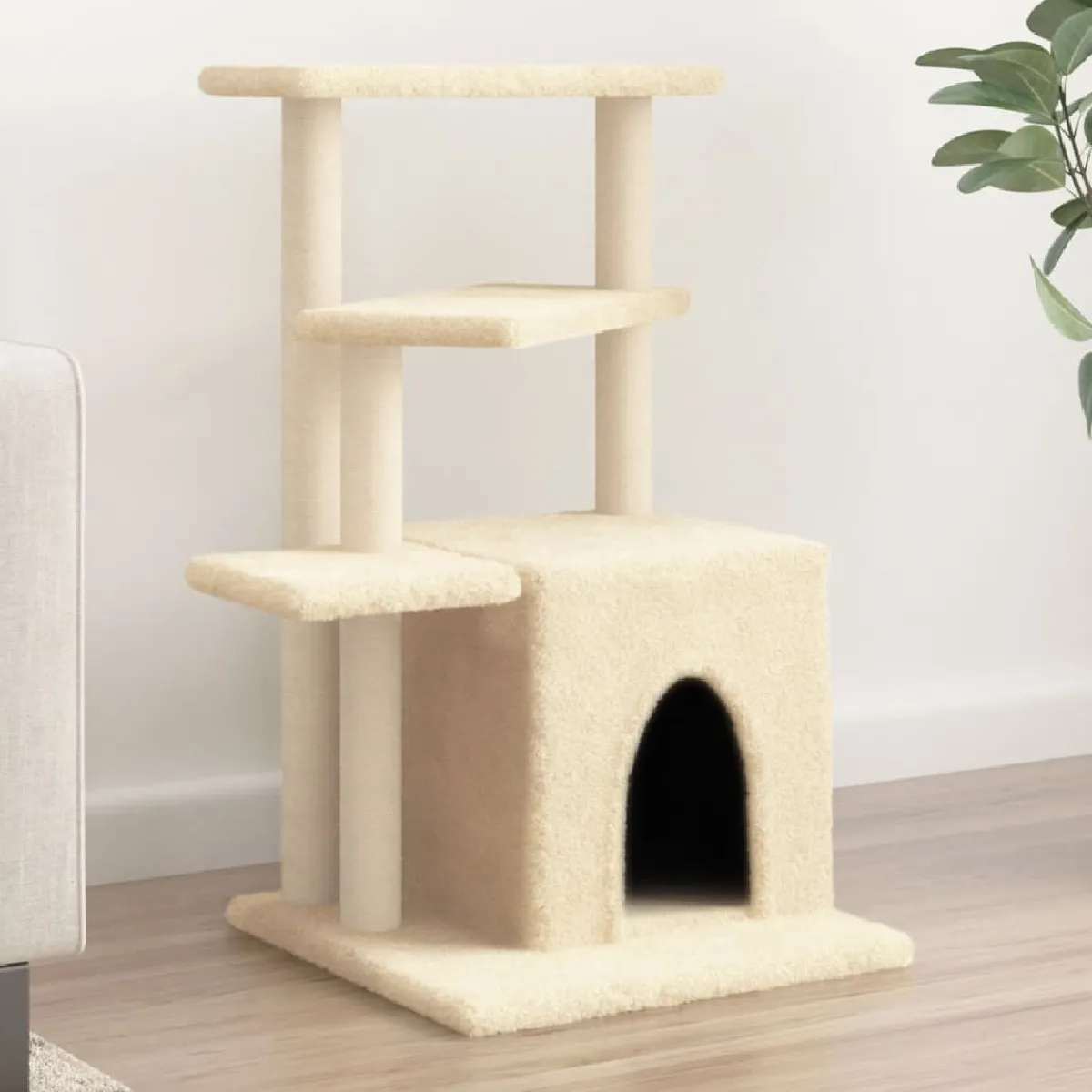 Vidaxl Arbre à chat avec griffoirs en sisal crème 83,5 cm