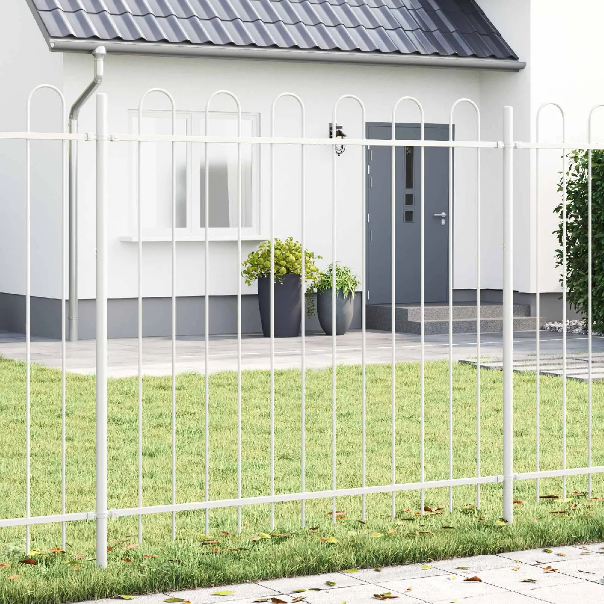 Vidaxl Clôture de jardin 3 pcs Gris 5,1 x 0,6 m Acier revêtu de